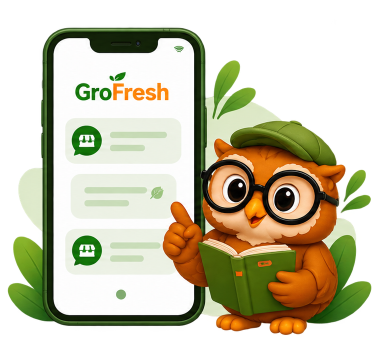 GroFresh Owl Mascot Customer Support